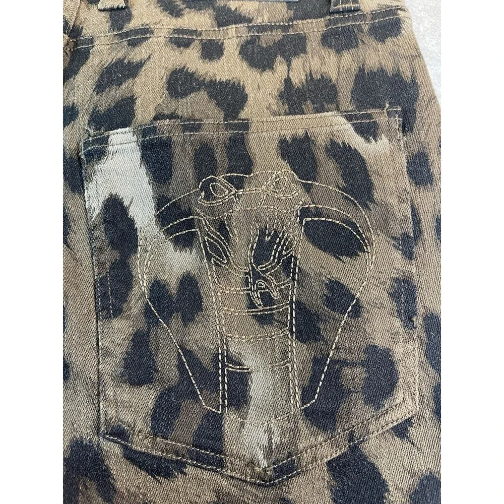 Broken Promises mens jeans NEW! wide leg leopard embroidered snake size 28